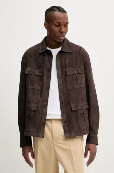 Bally geaca de piele culoarea maro, de tranzitie, MLE05B imagine