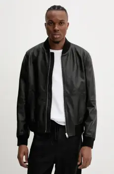 Bally geaca de piele culoarea negru, de tranzitie, MLE054 imagine