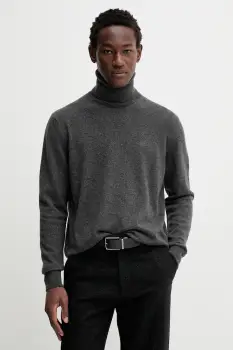 Bally pulover de casmir culoarea gri, light, cu guler, MKN08O imagine