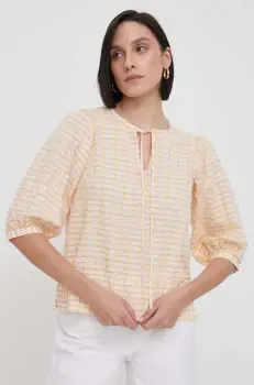 Barbour bluza din bumbac femei, culoarea bej, modelator imagine