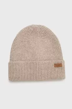 Barbour caciula culoarea bej, din tricot gros imagine