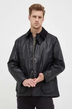 Barbour geaca Bedale Wax Jacket barbati, culoarea negru, de tranzitie MWX0018 imagine