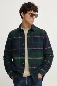 Barbour geaca cu aspect de camasa culoarea verde, de tranzitie, MOS0400 imagine