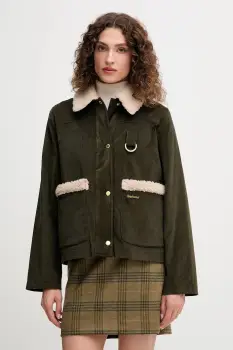 Barbour geaca din velur TABITHA culoarea verde, de tranzitie, oversize, LCA0366 imagine
