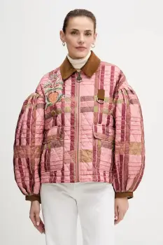 Barbour geaca x Farm Rio culoarea roz, de tranzitie, oversize, LQU1871 imagine