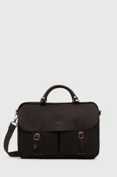 Barbour geanta Wax Leather Briefcase culoarea verde, UBA0004 imagine