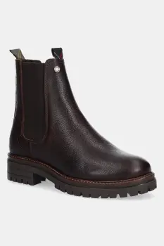 Barbour ghete chelsea de piele Evie culoarea maro, cu toc plat, LFO0575BR96 imagine