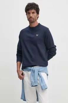 Barbour hanorac de bumbac barbati, culoarea albastru marin, neted, MOL0643 imagine