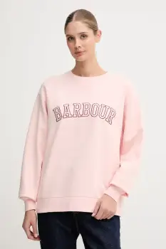 Barbour hanorac de bumbac culoarea alb, cu imprimeu, LOL0591 imagine