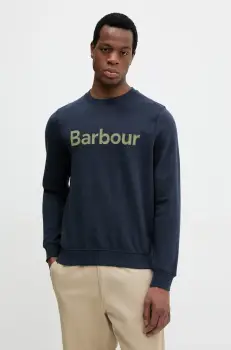 Barbour hanorac de bumbac Pique Applique Crew Sweatshirt barbati, culoarea albastru marin, melanj, MOL0670 imagine
