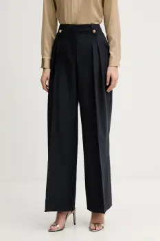 Barbour pantaloni Avery culoarea bleumarin, lat, high waist, LTR0412 imagine