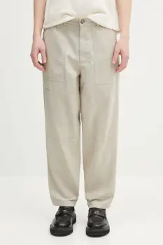 Barbour pantaloni din in Barbour Natural Linen Blend Trouser culoarea bej, drept, MTR0763 imagine