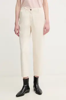 Barbour pantaloni femei, culoarea bej, fason chinos, high waist, LTR0388WH51 imagine