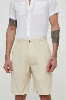Barbour pantaloni scurti din bumbac Essentials culoarea bej, MST0023 imagine