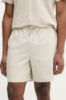 Barbour pantaloni scurti din in Cotton Linen Relaxed Short barbati, culoarea bej, MST0056 imagine