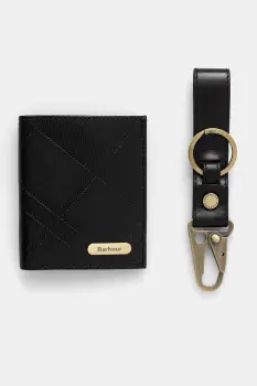 Barbour portofel de piele + breloc culoarea negru, MGS0101 imagine