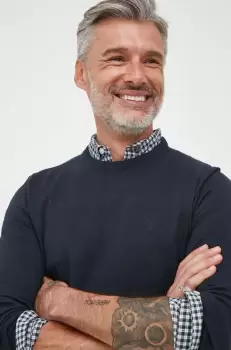 Barbour pulover de bumbac culoarea albastru marin, light imagine