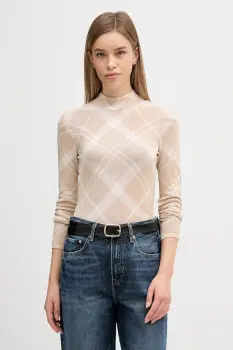 Barbour pulover de bumbac Savannah culoarea bej, light, cu turtleneck, LKN1731 imagine