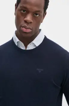 Barbour pulover de lana barbati, culoarea albastru marin, MKN0345 imagine