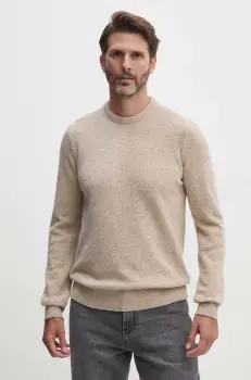 Barbour pulover de lana barbati, culoarea bej, calduros imagine