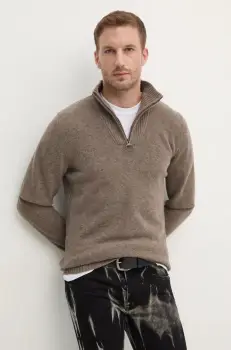 Barbour pulover de lana barbati, culoarea bej, light, cu turtleneck imagine