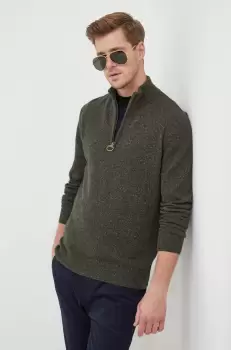 Barbour pulover de lana barbati, culoarea verde, cu turtleneck imagine