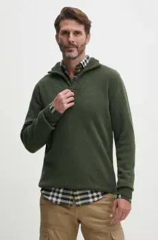 Barbour pulover de lana barbati, culoarea verde, light, cu turtleneck imagine