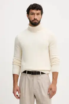 Barbour pulover de lana culoarea alb, cu guler, MKN1658 imagine