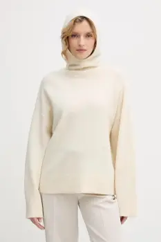 Barbour pulover de lana culoarea bej, cu guler, LKN1705 imagine