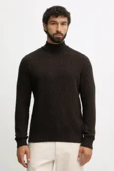 Barbour pulover de lana culoarea maro, cu turtleneck, MKN1669 imagine