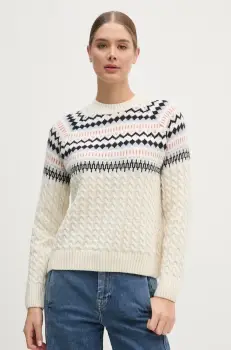 Barbour pulover de lana femei, culoarea bej, cu turtleneck, LKN1552 imagine