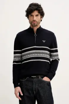 Barbour pulover de lana Kepwick culoarea bleumarin, cu turtleneck, MKN1708 imagine