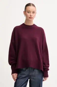 Barbour pulover de lana LEONIE culoarea bordo, cu turtleneck, LKN1706 imagine