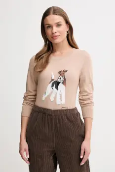 Barbour pulover din amestec de casmir FAREHAM culoarea maro, light, LKN1688 imagine