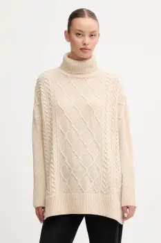 Barbour pulover din amestec de lana culoarea bej, cu guler, LKN1261 imagine