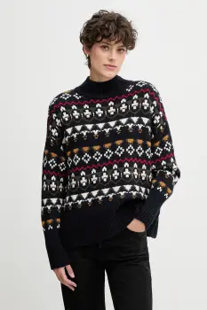 Barbour pulover din amestec de lana culoarea bleumarin, calduros, cu turtleneck, LKN1557 imagine