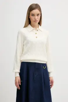 Barbour pulover din amestec de lana Evie culoarea bej, LKN1730 imagine