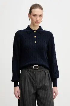 Barbour pulover din amestec de lana Evie culoarea bleumarin, LKN1730 imagine