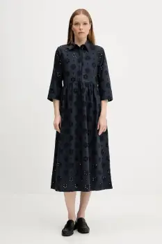 Barbour rochie din bumbac MELISSA culoarea bleumarin, midi, evazati, LDR0896 imagine