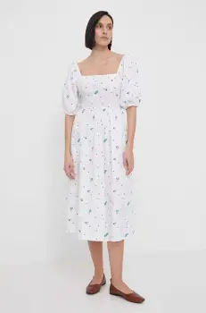 Barbour rochie din bumbac midi, evazati imagine