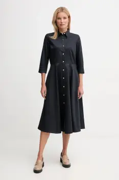 Barbour rochie din bumbac SAFFRON culoarea bleumarin, midi, evazati, LDR0942 imagine