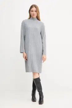 Barbour rochie din lana SOPHIA culoarea gri, mini, oversize, LDR0939 imagine