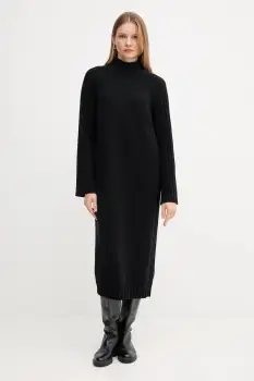 Barbour rochie din lana VERA culoarea negru, midi, drept, LDR0940 imagine