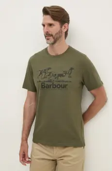 Barbour tricou din bumbac barbati, culoarea verde, cu imprimeu, MTS1346 imagine