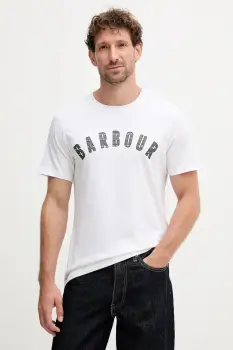 Barbour tricou din bumbac BOUGHS culoarea alb, cu imprimeu, MTS1509 imagine