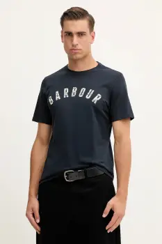 Barbour tricou din bumbac BOUGHS culoarea bleumarin, cu imprimeu, MTS1509 imagine