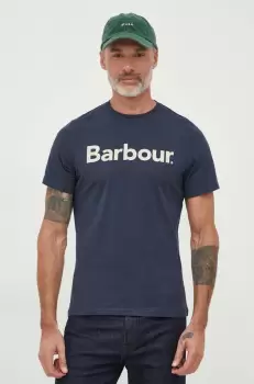 Barbour tricou din bumbac culoarea albastru marin, cu imprimeu imagine