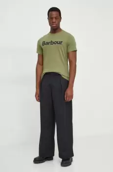 Barbour tricou din bumbac culoarea verde, cu imprimeu imagine