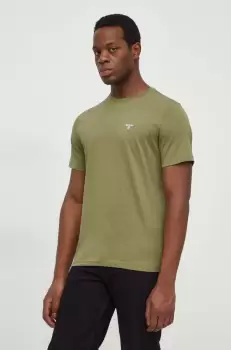 Barbour tricou din bumbac culoarea verde, neted imagine