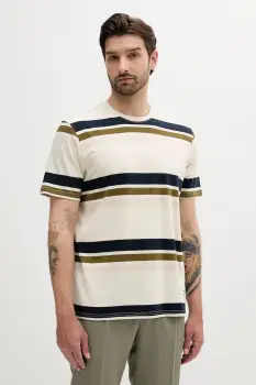 Barbour tricou din bumbac Golborne Stripe Relaxed Fit T-Shirt culoarea bej, cu imprimeu, MTS1409 imagine